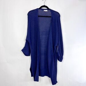 Chic Soul Navy Open Knit Long Cardigan Sweater